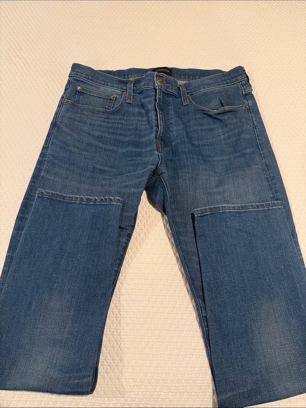 J. Crew Men's Blue Straight Jeans with Knee Panels